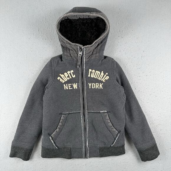 Abercrombie Fitch Adirondack Jacket Youth Medium Womens Small Gray Lined Y2K - Picture 1 of 16
